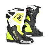 BELA TURBO TRACK Moto Corrida Botas Preto Fluorescente Amarelo - Imagem dupla de botas